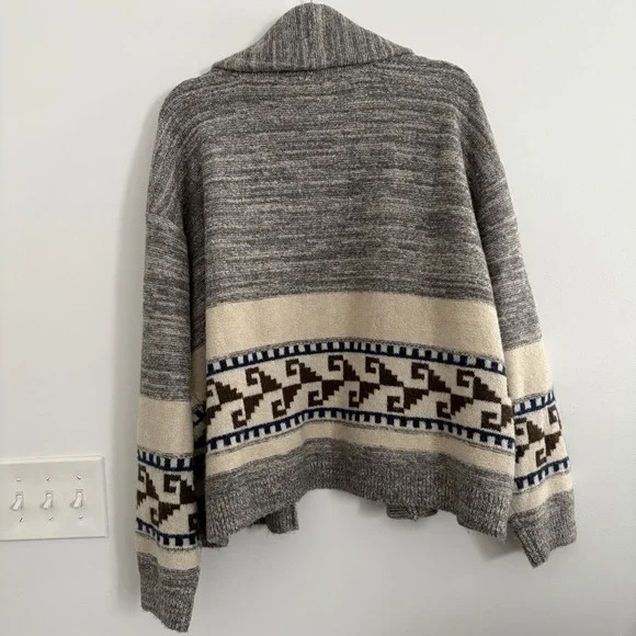 Lucky Brand Women's Boho Southwestern Aztec Shawl Collar Knit Cardigan SzXL - Picture 10 of 10